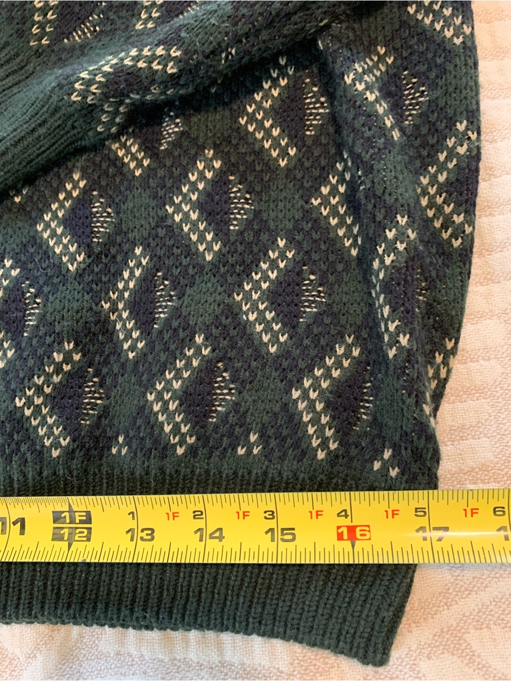 Robert Stock Dark Green, black, cream Geometric Crewneck Sweater in Large - Picture 6 of 8